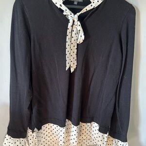 Adrianna Papell Black and White Polka Dot Blouse